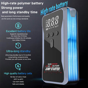 4 IN 1 JUMP STARTER, Jump starter, Tyre Inflator, Powerbank, Flash Light : Model S3
