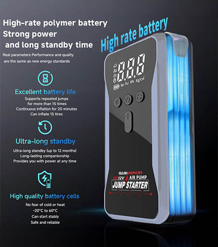 4 IN 1 JUMP STARTER, Jump starter, Tyre Inflator, Powerbank, Flash Light : Model S3