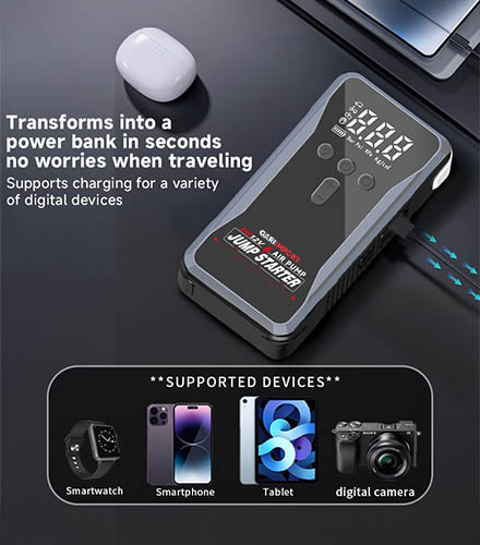 4 IN 1 JUMP STARTER, Jump starter, Tyre Inflator, Powerbank, Flash Light : Model S3 - Image 5